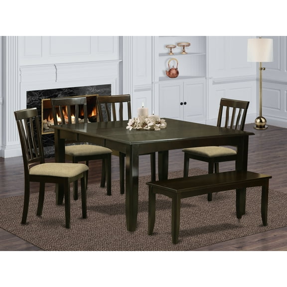 East West Furniture Parfait 6-piece Wood Dining Room Set in Cappuccino