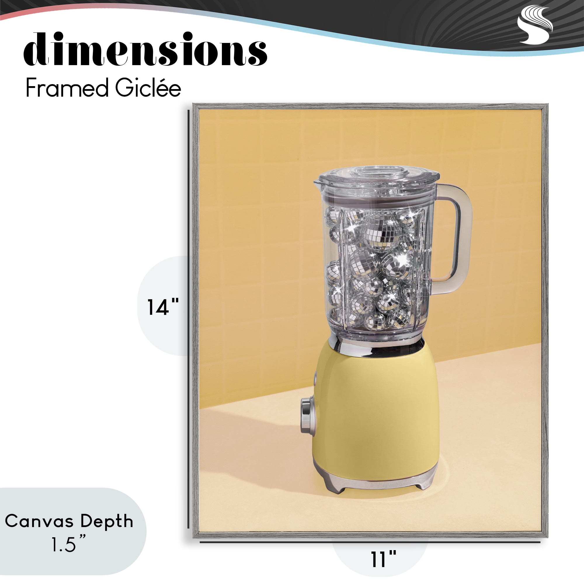 Stupell Industries Disco Drink Blender over Yellow Gray Framed Giclee Art, design by LISH Creative