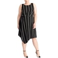 thumbnail image 1 of Vestido asimétrico a rayas Rachel Roy para mujer negro 16W, 1 of 2