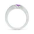 thumbnail image 2 of ANGARA Natural Bar-Set Solitaire Round Amethyst Bypass Ring in 925 Sterling Silver for Women (Size-6mm) | February Birthstone, Birthday, Anniversary, Jewelry Gift for Women | Natural Amethyst Ring, 2 of 9