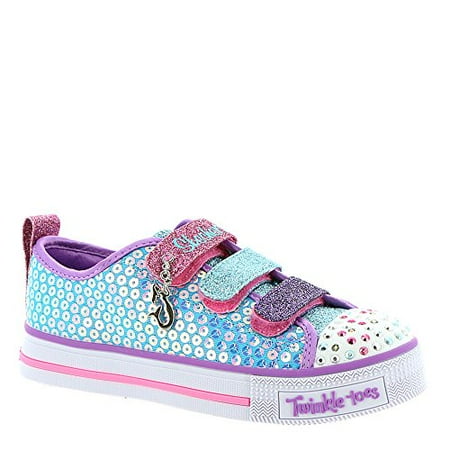 Skechers Girls Sneakers Skechers Kids Girls' Twinkle Lite-Mermaid Magic Sneaker, Turquoise/Multi, 11 Medium US Little Kid ()