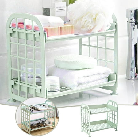 

Small storage rack cover new architecture Pantry Two Layer Hollow Storage Rack Desktop Kitchen Finishing Bathroom Double Cosmetic Shelf