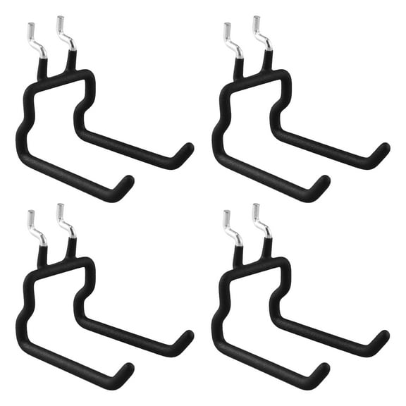 G.Core 4-Pack Pegboard Hooks, Black Hangers for Garage Retail Display Craft Organization