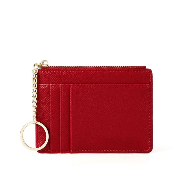 1 paquete de 8 tarjetas para mujer, tarjetero individual, monedero con bolsillo frontal, color rojo JM