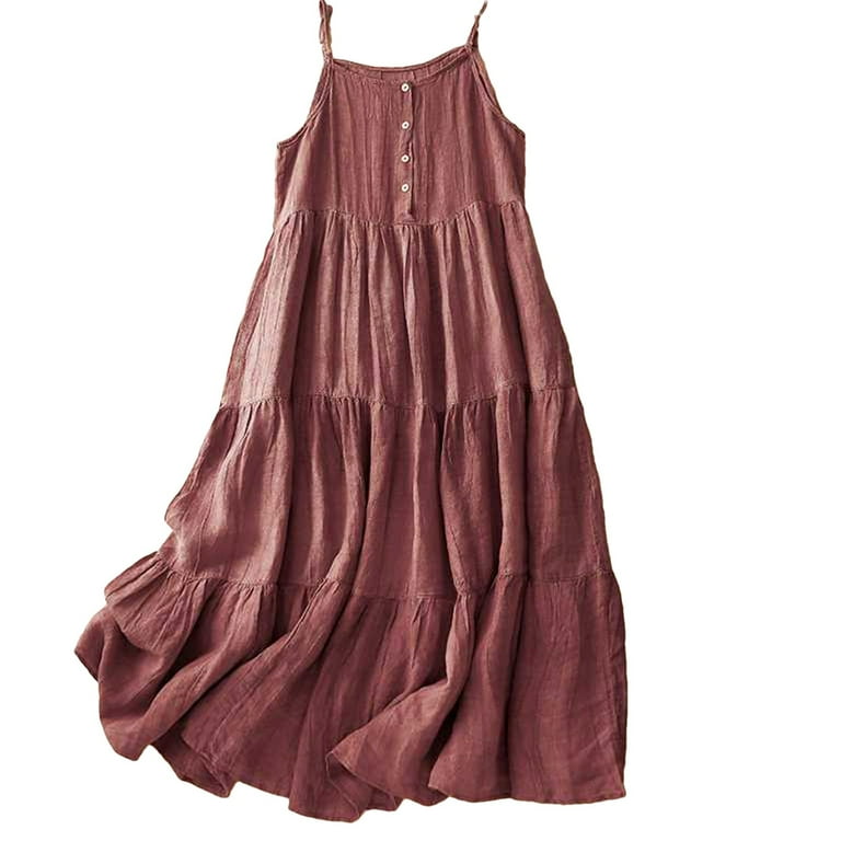 Fartey Cotton Linen Sundress for Women Casual Spaghetti Strap Button Tank Dresses Summer Sleeveless Tiered Swing Dress Loose Flowy Ruffle Beach Sundresses Red M-2XL - Walmart.com Fartey Cotton Linen Sundress for Women Casual Spaghetti Strap Button Tank Dresses Summer Sleeveless Tiered Swing Dress Loose Flowy Ruffle Beach Sundresses Red M-2XL - Walmart.com