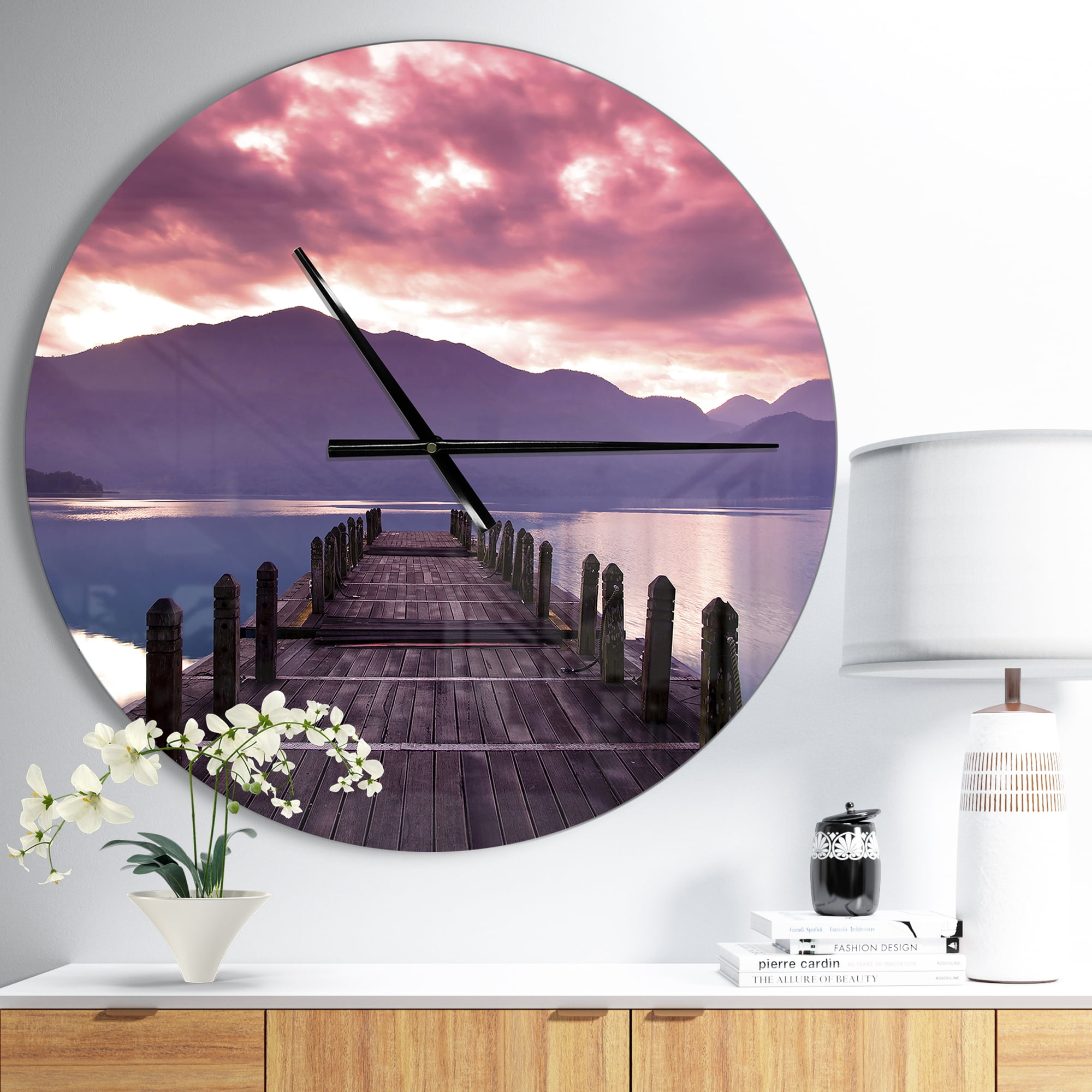 Designart 'Beautiful Spring Sea at Morning ' Modern Wall Clock