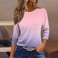thumbnail image 2 of 3/4 Length Sleeve Womens Tops 2026 Spring Crew Neck Shirts Three Quarter Sleeve Petite Tshirts, 2 of 4