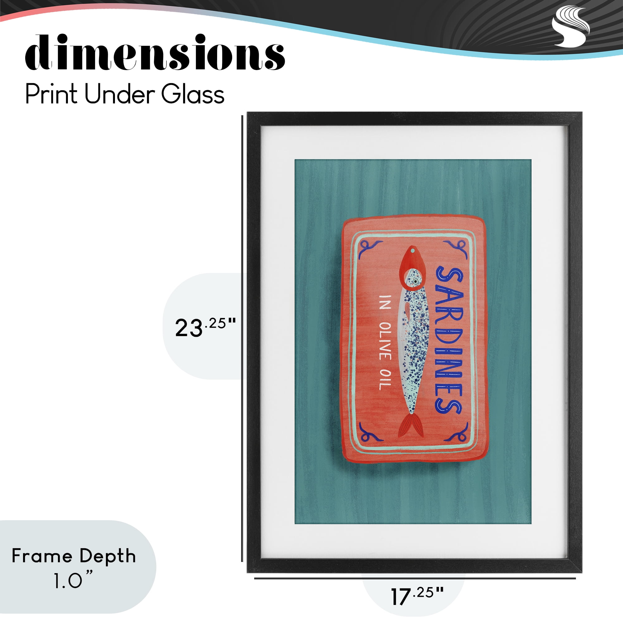 Stupell Industries Sardines Olive Oil Seafood Black Framed Print Under Glass, design by Metka Hiti