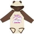 thumbnail image 3 of Inktastic My Aunt Loves Me Unicorn Girls Long Sleeve Baby Bodysuit, 3 of 5