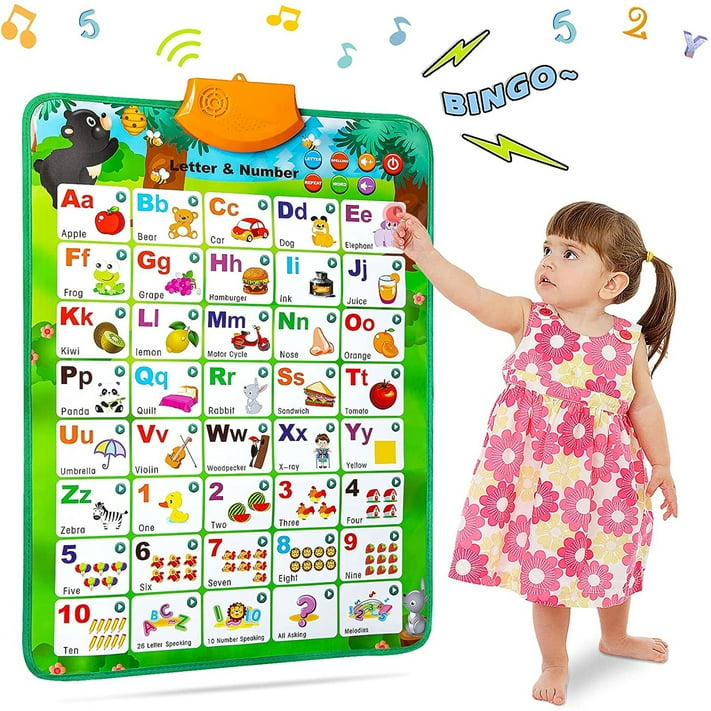 Powiller Electronic Interactive Alphabet Wall Chart, Talking ABC & 123s
