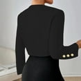 thumbnail image 4 of hotojiny Women's Cropped Jacket Lightweight Slim Fit Long Sleeve Coat Trendy Pleated Work Office Business Jacket with Button, 4 of 7