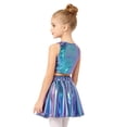 thumbnail image 4 of Haitryli Kids Cheer Outfit Hip Hop Dance Dress Sets 2 Pcs Shiny Skirt And Top Set for Stage Performance Blue 2-6, 4 of 7