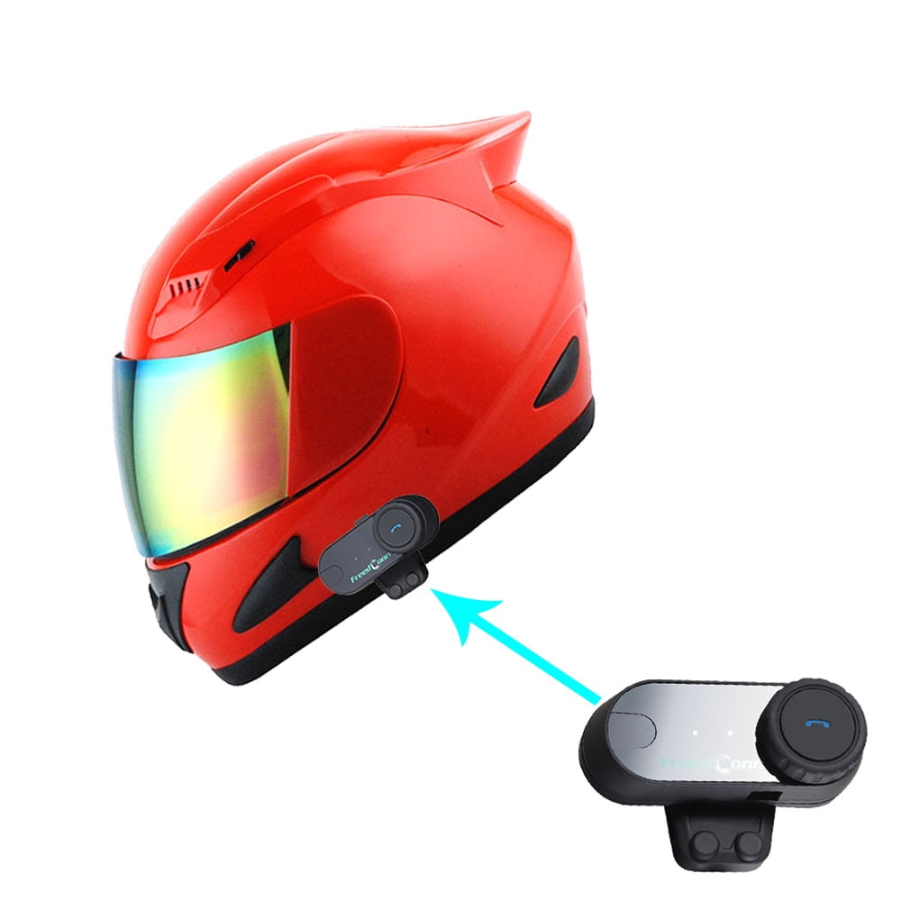 1Storm Motorcycle Bike Full Face Helmet Mechanic HJDJ11 + Motorcycle Bluetooth Headset: Glossy Red