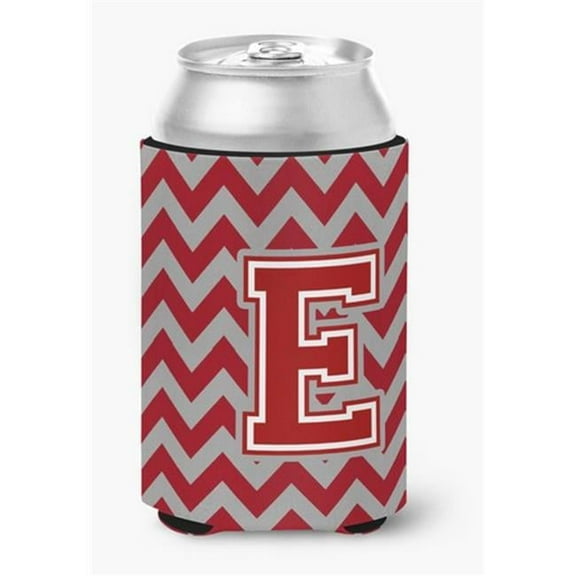 Letter E Chevron Maroon and White Can or Bottle Hugger