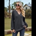 thumbnail image 4 of Camisetas de Larga para Mujer, Blusa con Escote en V Profundo, Elegantes e Informales, Moda 2025, Holgadas y Suaves, para Otoño e Invierno Gris Oscuro L, 4 of 10
