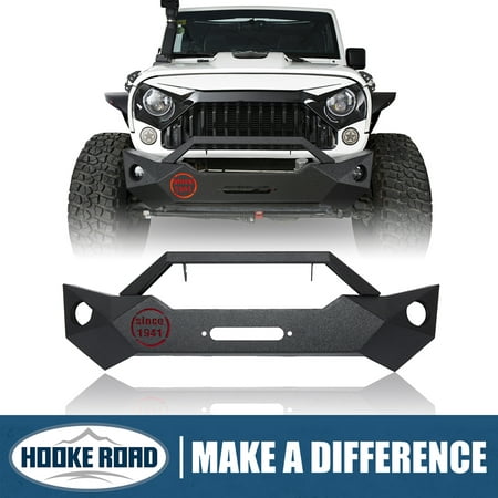 Hooke Road Fits Jeep Wrangler JK 2007-2018 Steel Front Bumper w/ Winch Plate