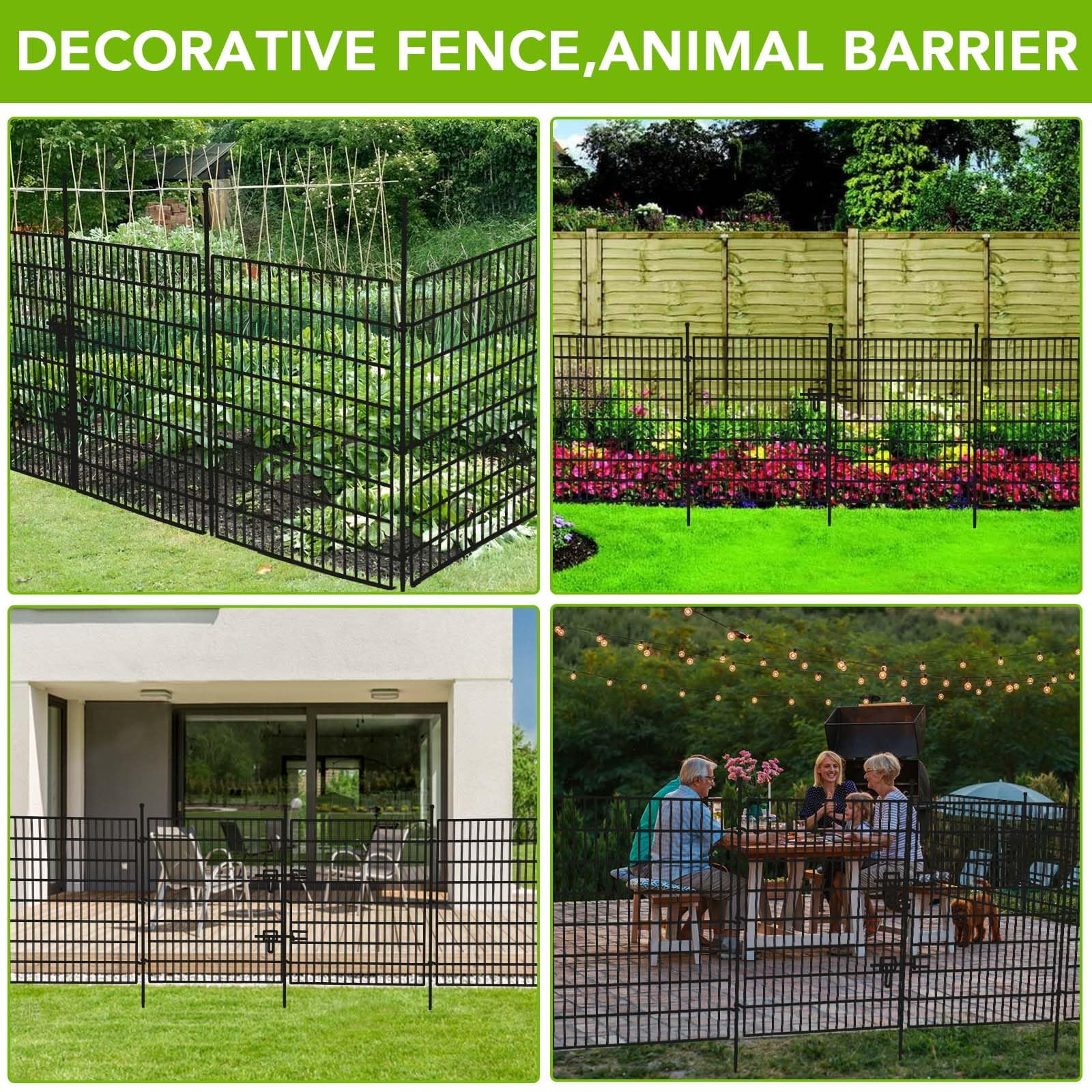 Kojooin Garden Fence,15 Panels No Dig Decorative Fence with Gate for Outdoor,Yard, Patio,32 in(H) X 36 Ft(L) Animal Barrier Rustproof Metal Wire Panel,Temporary Dog Fence