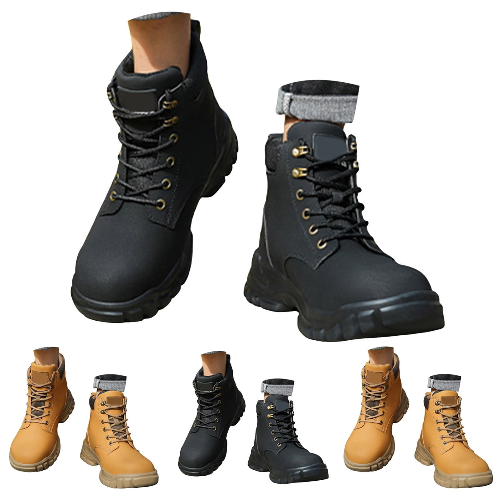 Men's Steel Toe Rubber Work Boots - Waterproof, Mid-Calf, Slip & Puncture Resistant (CSA Certified)