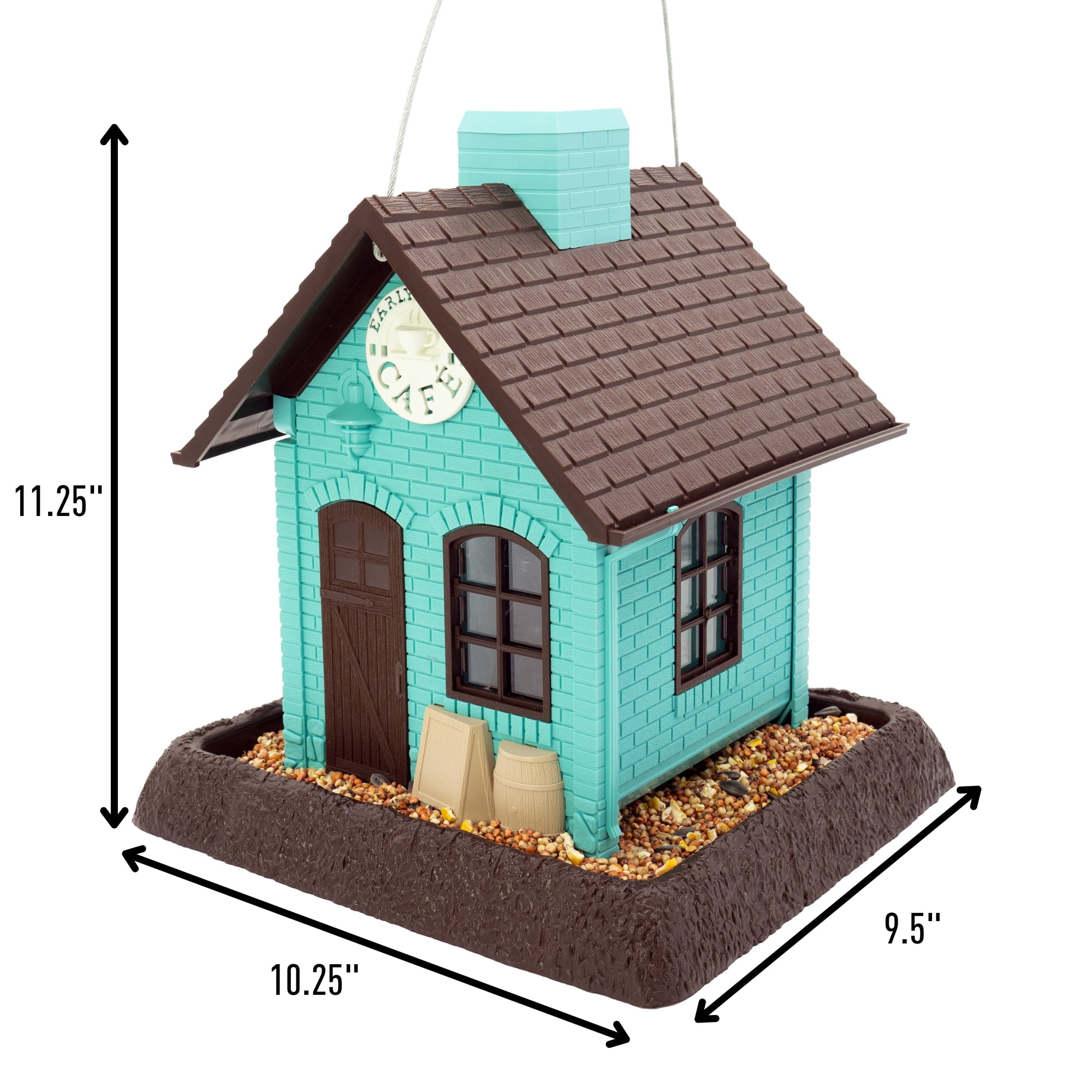 North States 9280 Village Collection Early Bird Cafe Feeder, Teal and Brown, 5 lbs