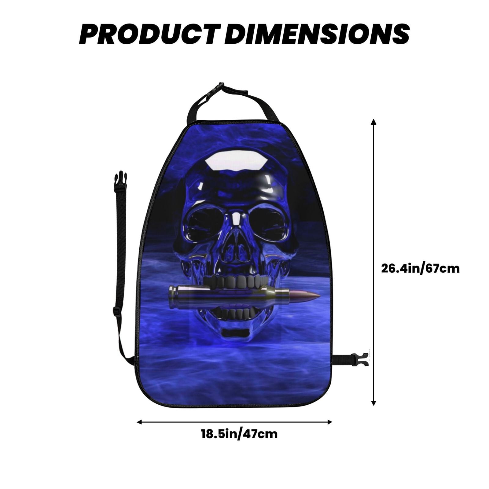 Xecao Steel Skull Pattern Car Seat Back Protector 2 Pack Large Capacity Pocket, Kick Mats Back Seat Protector