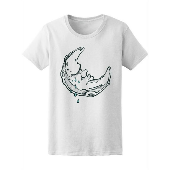 Goth Crying Moon T-Shirt Women -Image by Shutterstock, Female Medium