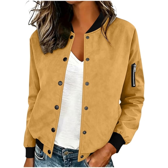 Diufon Womens Button Front Cropped Jackets Long Sleeve Cargo Tops Casual Outerwear Coat Fall Winter Fashion Barn Jacket