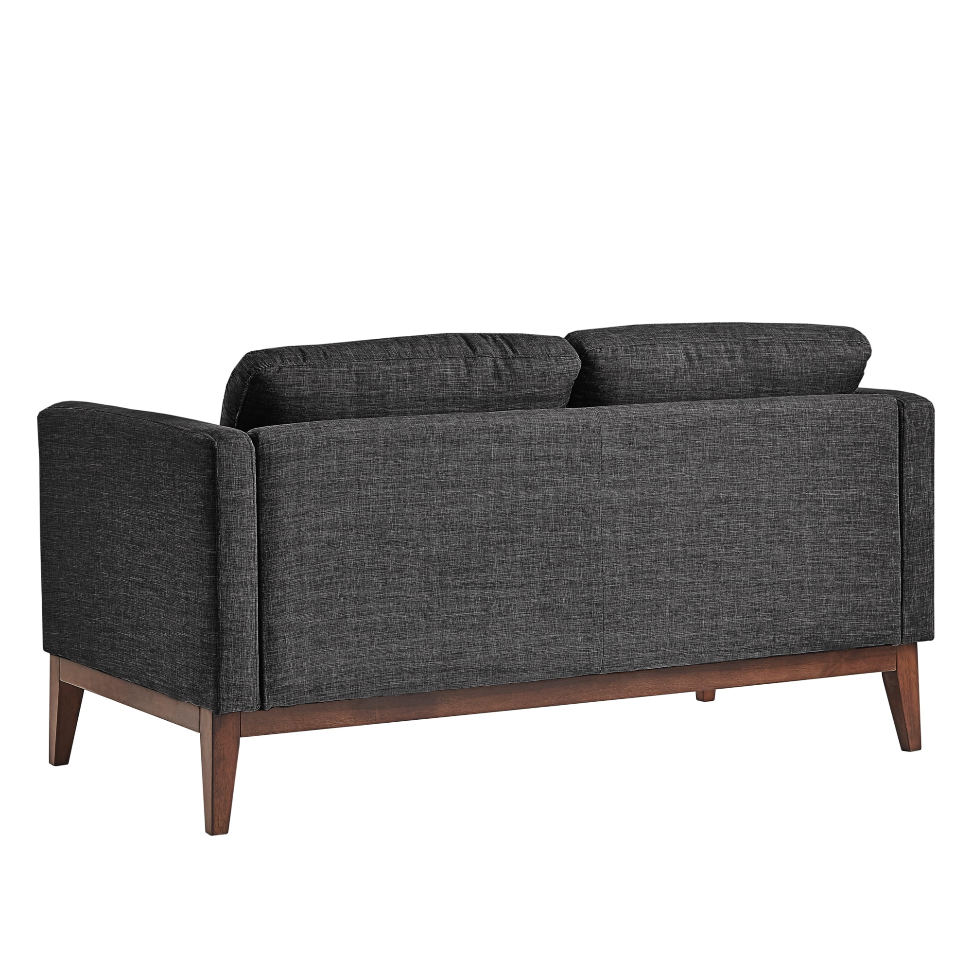 Weston Home Riley Linen Upholstered Loveseat with Wood Legs, Dark Grey