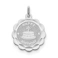 thumbnail image 1 of Sterling Silver Rhodium-Plated Happy Birthday Disc Charm (26 X 20) Made In United States qc2470, 1 of 2