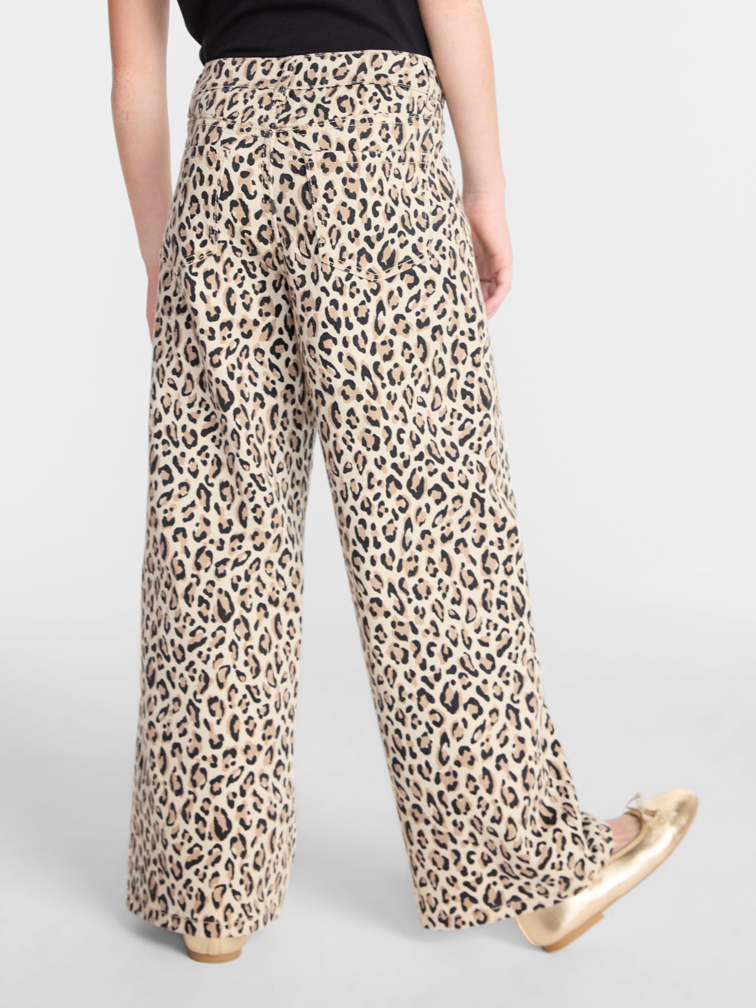 Wonder Nation Girls Crossover Waist Wide Leg Jeans, Sizes 5-18