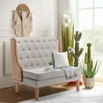 thumbnail image 7 of Andeworld Linen Loveseat Sofa Couch Upholstered Small Loveseat with Rattan Armrest for Living Room,Dining Room（Light Grey）, 7 of 7