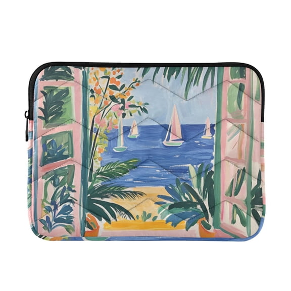 FORMRS 13-13.3 inch Laptop Sleeve Case Soft Carrying Quilted Computer Bag Cover, Seaside Leaves
