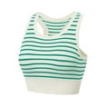 thumbnail image 4 of qolati Sports Bras for Women Seamless Comfortable Striped Mock Neck Longline Padded Yoga Bra Workout Crop Tank Tops with Built in Bra, 4 of 6
