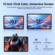 12 inch Tablet,Android 15 Tablets with 256GB ROM,Helio G99 Octa-Core for Gaming,5G WiFi Tableta,2K Display,2TB Expand,8000mAh,Quad Speaker,Dual Camera,AI,Widevine L1,GPS,Android Tablet with Keyboard