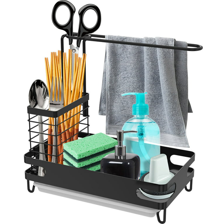 1 Kitchen Sink Organizer With Removable Drain Tray, Quick Draining Kitchen  Sink Caddy, Rustproof Stainless Steel Sink Sponge Holder For Sponge,  Cleaning Towel, Scrubber, Home Organization And Storage Supplies, Kitchen  Accessories - Temu