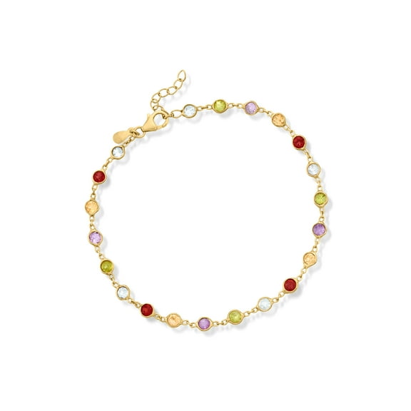 Ross-Simons 5.70 ct. t.w. Multi-Gemstone Anklet in 18kt Gold Over Sterling, Women's, Adult