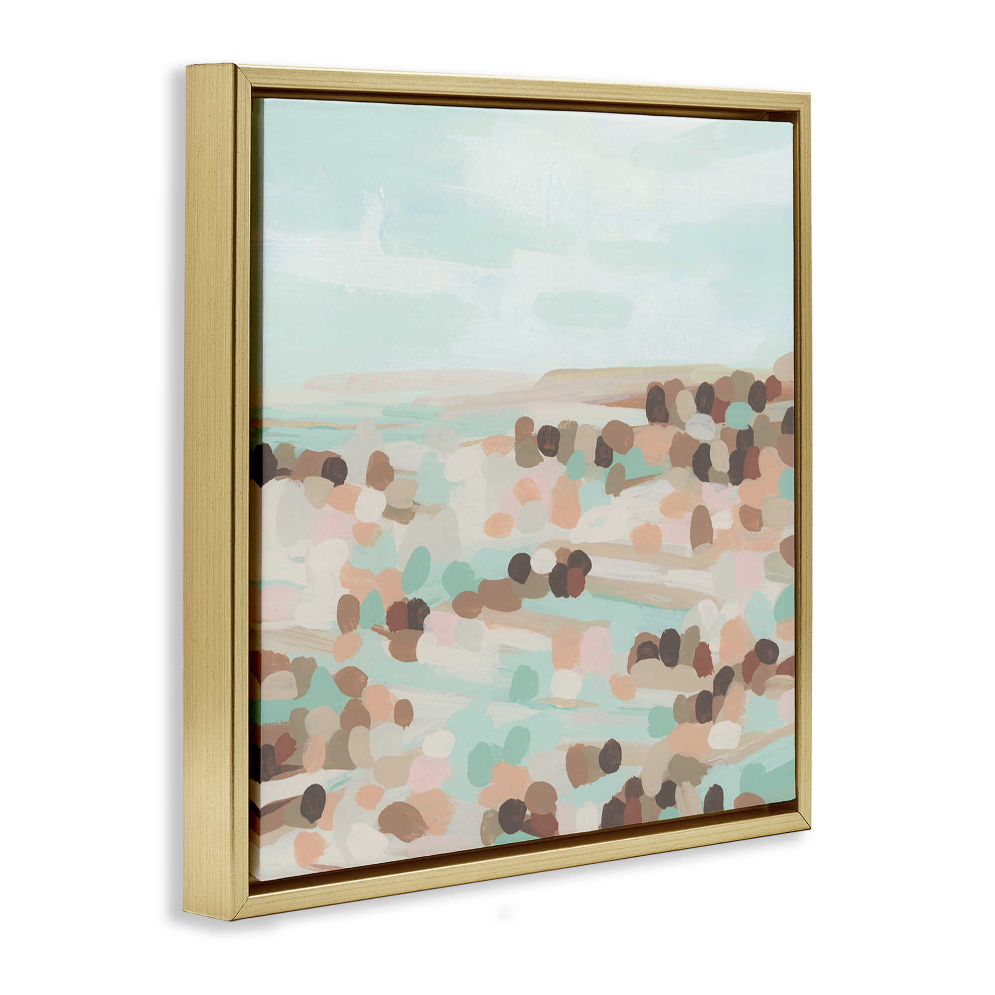 Stupell Industries Desert Landscape Impression Landscape Painting Gold Floater Framed Canvas Art Print Wall Art, 18 x 18