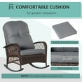 thumbnail image 5 of Patio Furniture Outsunny Outdoor Wicker Rocking Chair with Wide Seat, Thick, Soft Cushion, Rattan Rocker w/Steel Frame, High Weight Capacity for Patio, Garden, Backyard, Grey,Patio Chairs, 5 of 9