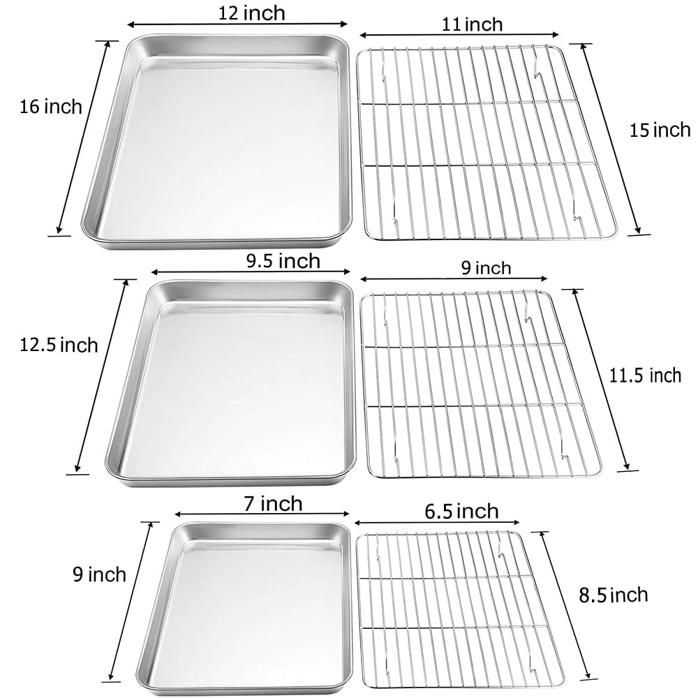 Casewin Baking Sheet with Rack Set, Stainless Steel Cookie Sheet Baking Pans  with Cooling Rack, Non Toxic & Healthy, Rust Free & Heavy Duty, Mirror  Finish & Easy Clean, Dishwasher Safe 