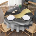 thumbnail image 3 of Black Marble Gold Wave Pattern Round Tablecloth 60"x60",Wrinkle Wipeable Table Cloth for Kitchen Dining Room Picnic Patio Party, 3 of 6