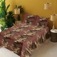 thumbnail image 2 of Ambesonne Peony Fitted & Flat Sheet with Shams 4 Pcs Set, Blossoming Wild Romance Flora, Queen, Pale Redwood Green and Cocoa, 2 of 5