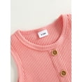 thumbnail image 6 of nvzhuang Baby Boy Girls Summer Jumpsuit Casual Solid Color Ribbed Sleeveless Romper with Pocket for Newborn Infant, 6 of 9