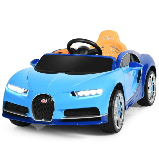 Costway 12V Licensed Bugatti Chiron Kids Ride On Car RC w/Storage Box&MP3 Navy
