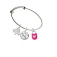 thumbnail image 2 of Delight Jewelry Hot Pink Enamel Lock with Clear Crystals Silvertone Let Things Go Tree Charm Bangle Bracelet, 2 of 4