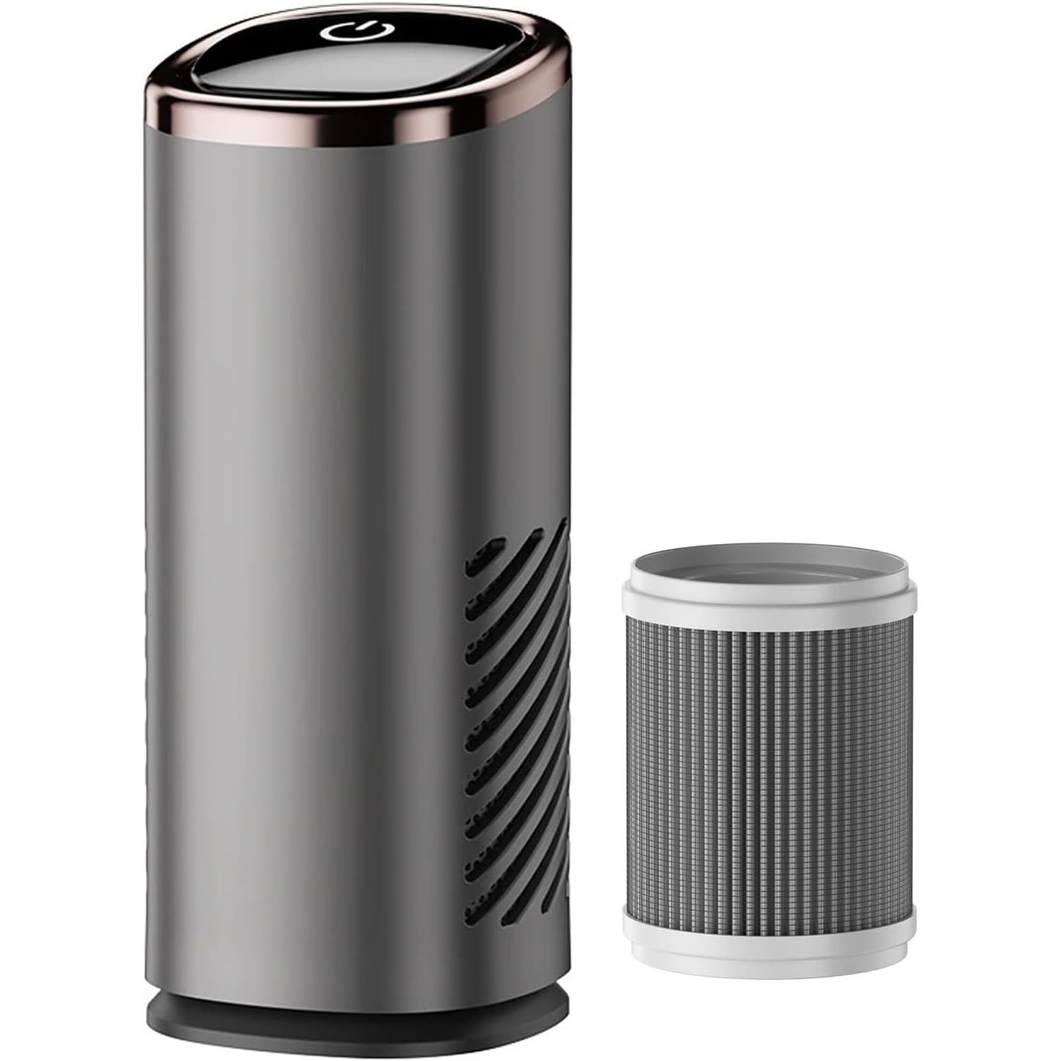 IKPYTREE Mini Portable Car Air Purifier with HEPA Filter and Aroma Box, 3-Speed USB Fan Air Circulator for Vehicle Home Office, Grey