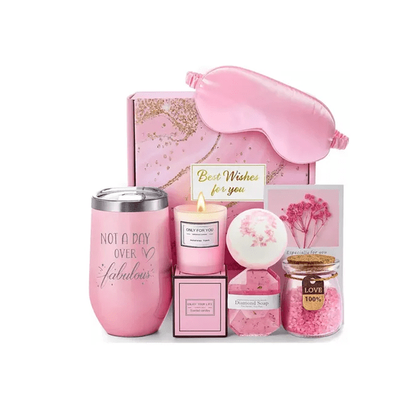 Regalos De Cumpleaños Xtellar Para Mujeres, Cesta De Regalo Relajante Rosa