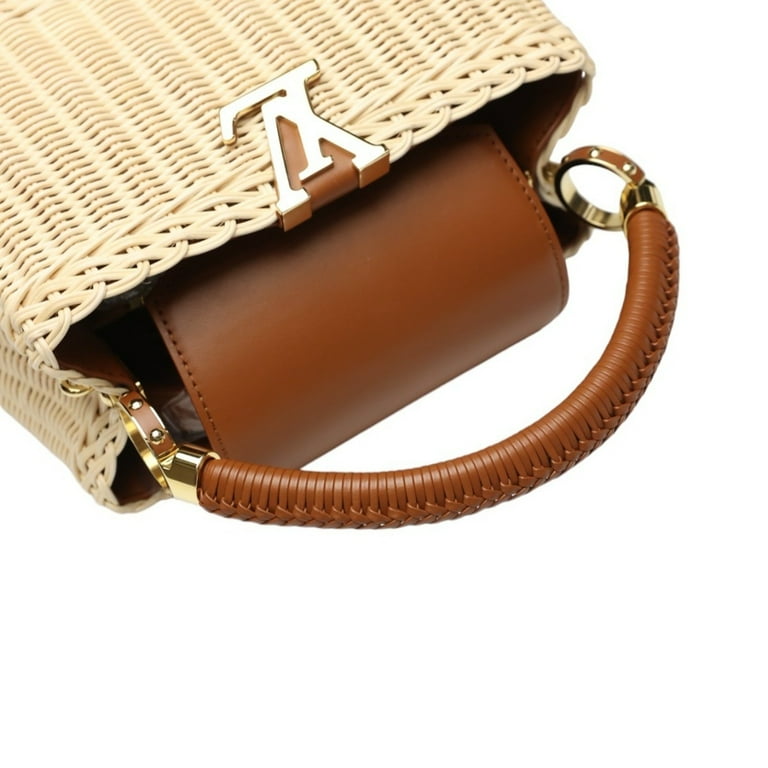 Pre-Owned Louis Vuitton Capucines BB Shoulder Bag Leather x Rattan