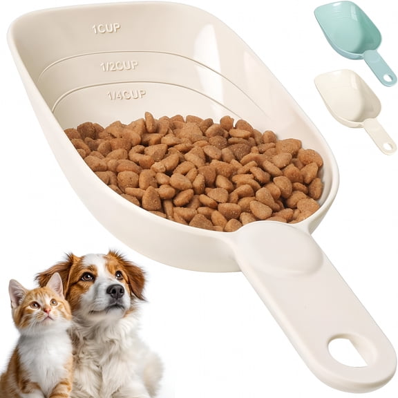 ACDANC Dog Food Scoop 1 Cup, One Cup Measuring Cup, Food-Grade Melamine Pet Food Scoop, Sturdy 1 Cup Scoop with Precise Markings, Dishwasher Safe (White, 8oz)