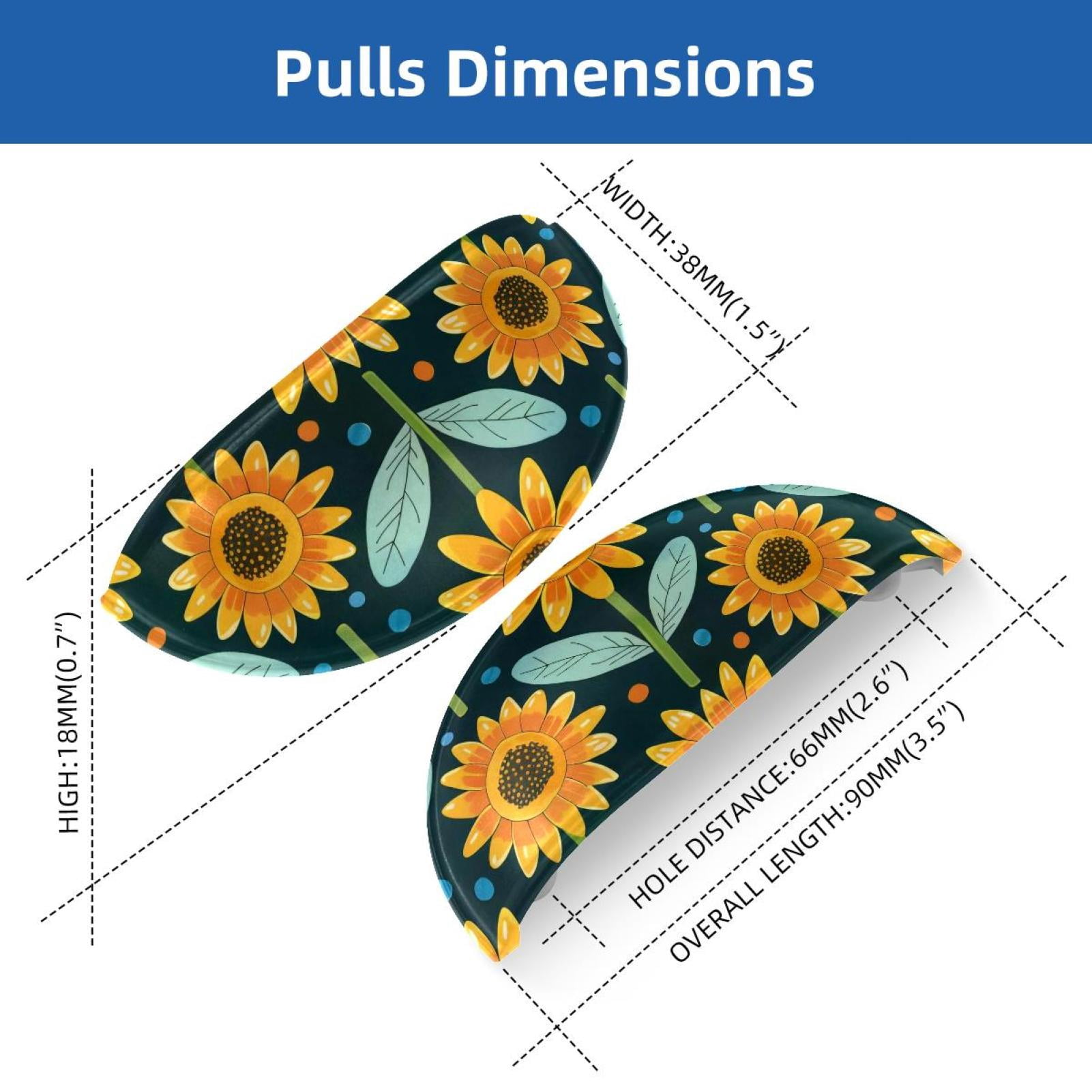 PhooArto 6 Pcs Cup Drawer Pulls, Sunflower Floral Pattern Shell Shape Handles Cabinet Knobs for Dresser Cupboard Closet Wardrobe with Screws