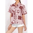 thumbnail image 2 of HAPPY BAY Women's Camp Tie-Front Shirt Hawaiian Tops XXL Red, Happy Girl Boho, 2 of 6