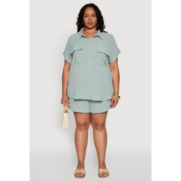 Womens Plus Size Airy Elastic Waist Shorts